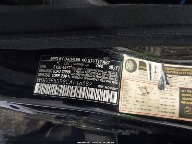 Aukcja sprzedaży 2012 Mercedes-benz C 300 Sport 4matic, vin: WDDGF8BB8CA616687, numer aukcji: 45682237