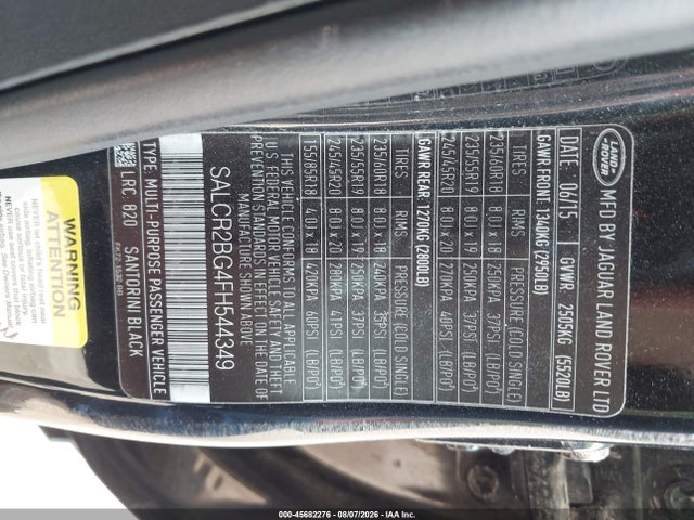 45682276 :رقم المزاد ، SALCR2BG4FH544349 vin ، 2015 Land Rover Discovery Sport Hse مزاد بيع