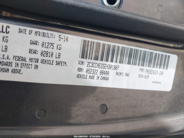 45682280 :رقم المزاد ، 2C3CCAEG5EH301807 vin ، 2014 Chrysler 300c مزاد بيع