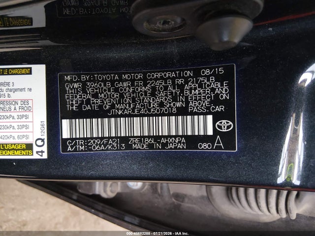 2016 Scion Im მანქანა იყიდება აუქციონზე, vin: JTNKARJE4GJ507018, აუქციონის ნომერი: 45682288