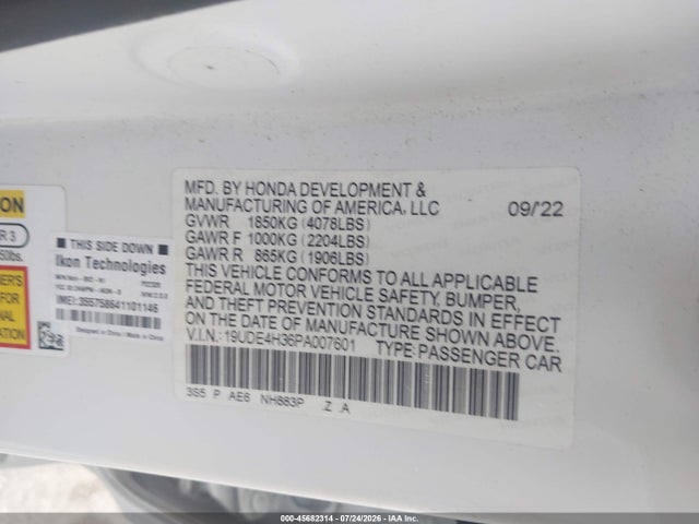 Aukcja sprzedaży 2023 Acura Integra A-spec, vin: 19UDE4H36PA007601, numer aukcji: 45682314