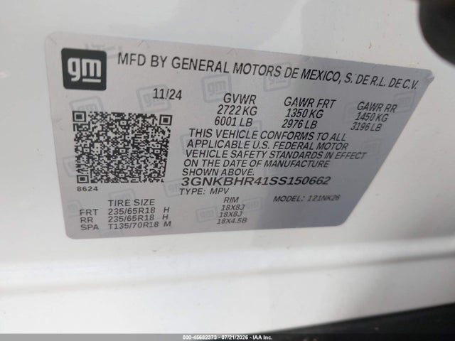 Aukcja sprzedaży 2025 Chevrolet Blazer Awd 2lt, vin: 3GNKBHR41SS150662, numer aukcji: 45682373
