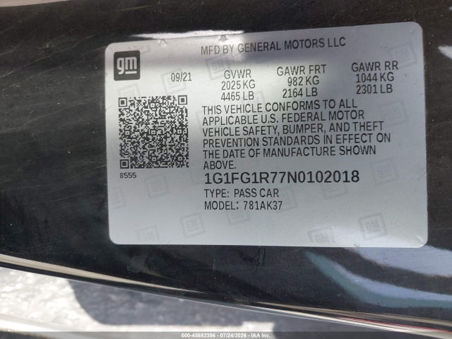 1G1FG1R77N0102018 Chevrolet Camaro Rwd 2ss