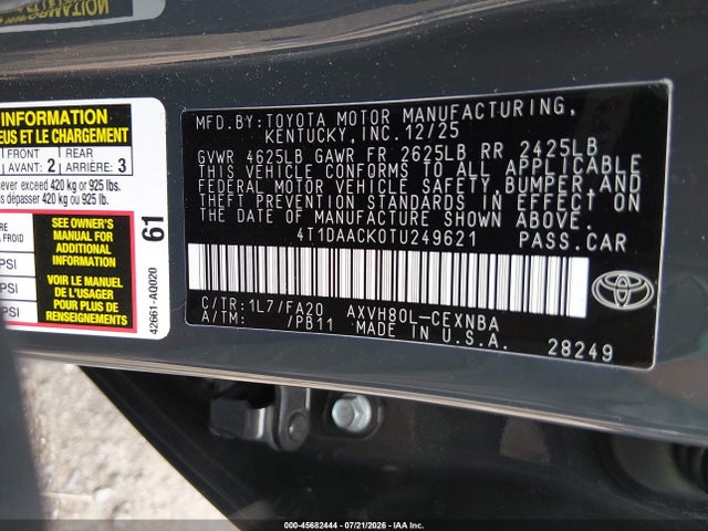 Toyota CAMRY LE 2026 4T1DAACK0TU249621 Image 9