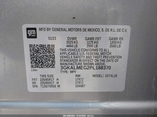 Aukcja sprzedaży 2023 Gmc Terrain Fwd Sle, vin: 3GKALMEG2PL188370, numer aukcji: 45682464