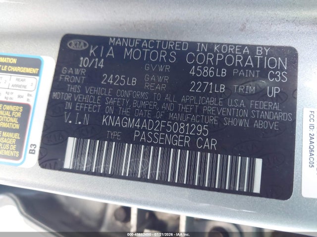 KIA OPTIMA HYBRID 2015 KNAGM4AD2F5081295 Image 9