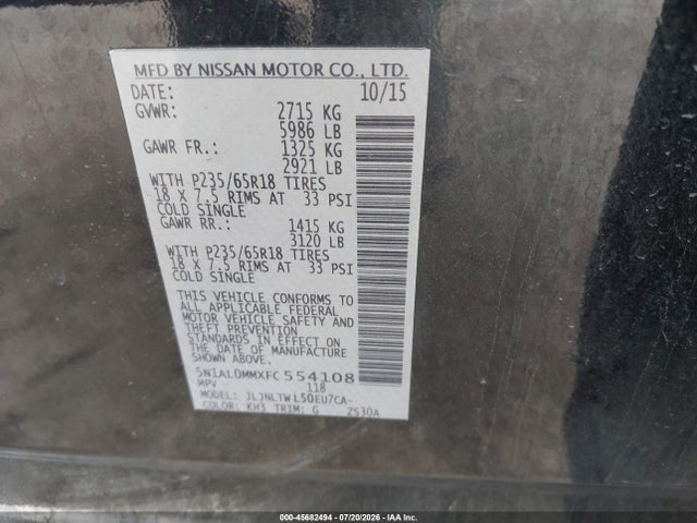 5N1AL0MMXFC554108 Infiniti QX60