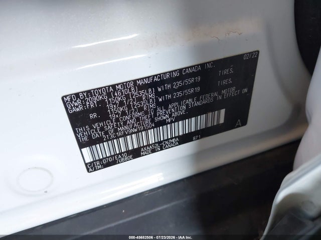 2T3C1RFV9NW191504 Toyota Rav4 Xle Premium