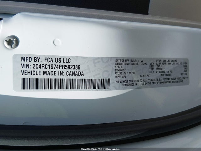 45682584 :رقم المزاد ، 2C4RC1S74PR592386 vin ، 2023 Chrysler Pacifica Hybrid Limited مزاد بيع