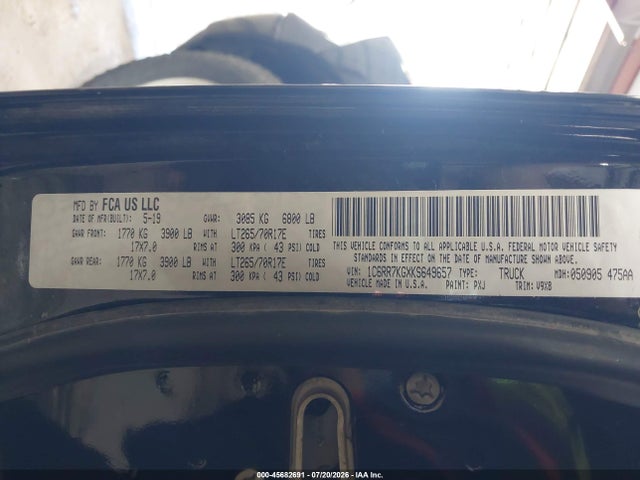 Aukcja sprzedaży 2019 Ram 1500 Classic Tradesman  4x4 5'7 Box, vin: 1C6RR7KGXKS649657, numer aukcji: 45682691