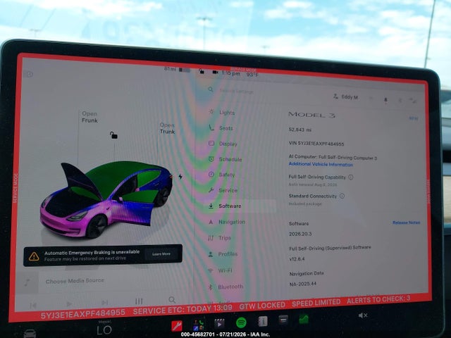 Продаж на аукціоні авто 2023 Tesla Model 3 Rear-wheel Drive, vin: 5YJ3E1EAXPF484955, номер лоту: 45682701