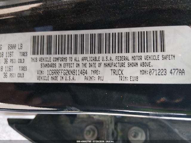 Продаж на аукціоні авто 2019 Ram 1500 Big Horn/lone Star  4x4 5'7 Box, vin: 1C6RRFFG2KN911464, номер лоту: 45682795