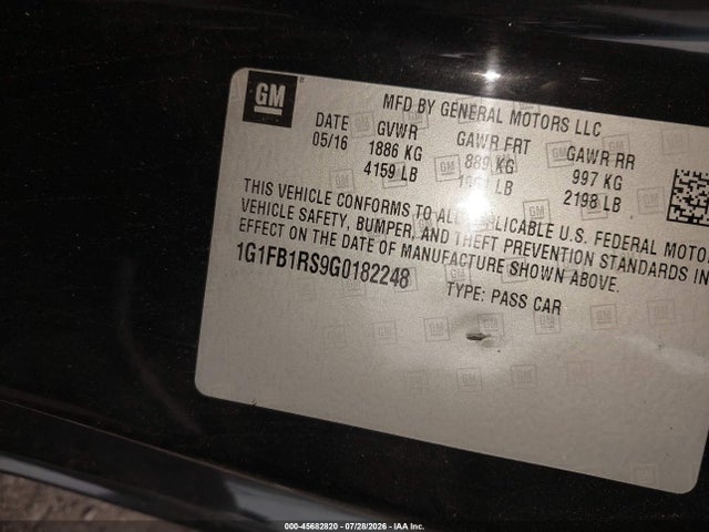 Продажа на аукционе авто 2016 Chevrolet Camaro 1lt, vin: 1G1FB1RS9G0182248, номер лота: 45682820