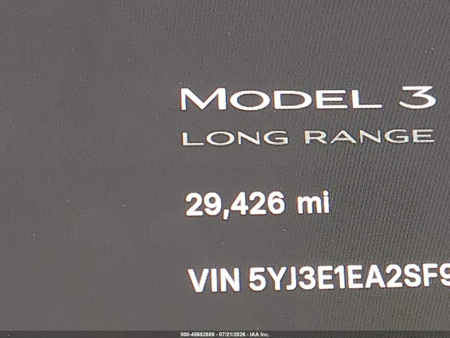 Продаж на аукціоні авто 2025 Tesla Model 3 Long Range Rear-wheel Drive/standard Rear-wheel Drive, vin: 5YJ3E1EA2SF936423, номер лоту: 45682889