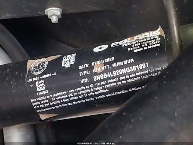 Продажа на аукционе авто 2022 Polaris Rzr Turbo R 4 Ultimate, vin: 3NSG4L929NG381891, номер лота: 45682897