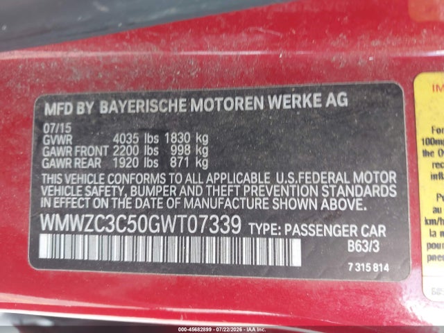 Продажа на аукционе авто 2016 Mini Countryman Cooper S, vin: WMWZC3C50GWT07339, номер лота: 45682899