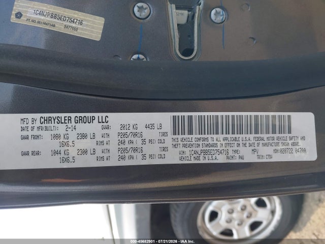 Продажа на аукционе авто 2014 Jeep Patriot Sport, vin: 1C4NJPBB5ED754716, номер лота: 45682901