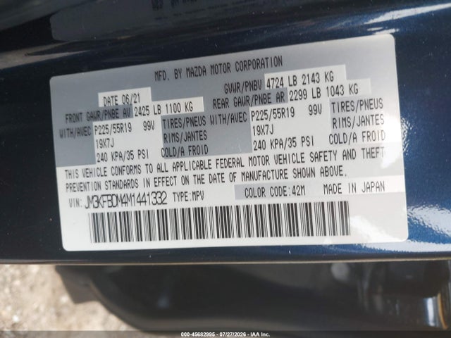 Aukcja sprzedaży 2021 Mazda Cx-5 Grand Touring, vin: JM3KFBDM4M1441332, numer aukcji: 45682995