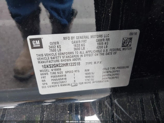 Продажа на аукционе авто 2017 Gmc Yukon Xl Slt, vin: 1GKS2GKC2HR122518, номер лота: 45683025