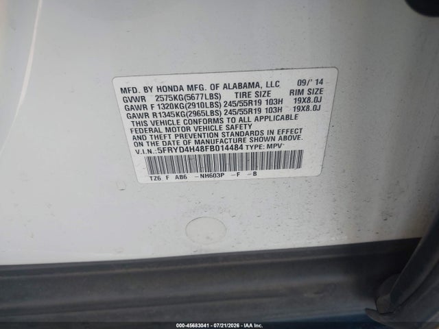 Acura Mdx Technology Package 2015 5FRYD4H48FB014484 Image 9