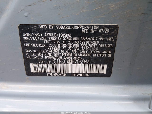 Продаж на аукціоні авто 2021 Subaru Crosstrek Sport, vin: JF2GTHSC4MH206944, номер лоту: 45683080