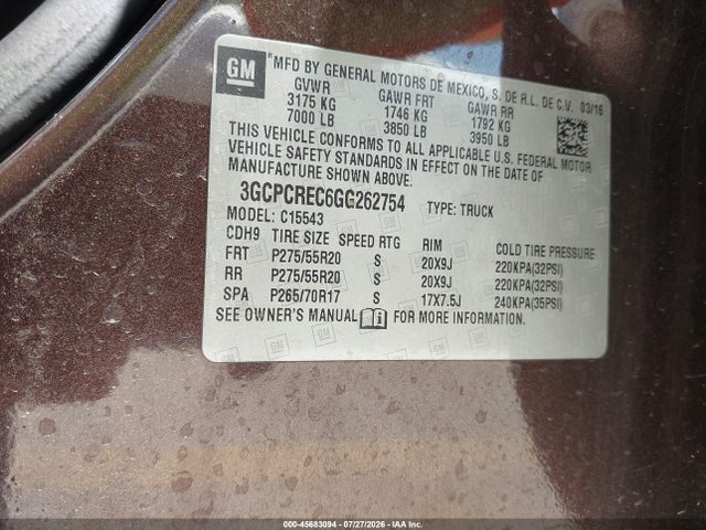 Chevrolet Silverado 1500 Lt 2016 3GCPCREC6GG262754 Image 9