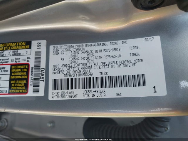 5TFHY5F11HX655540 Toyota Tundra Limited 5.7l V8
