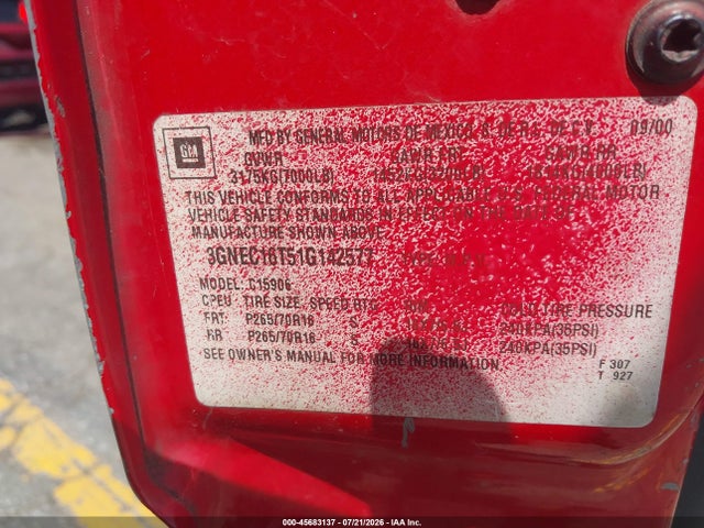 Aukcja sprzedaży 2001 Chevrolet Suburban 1500 Lt, vin: 3GNEC16T51G142577, numer aukcji: 45683137
