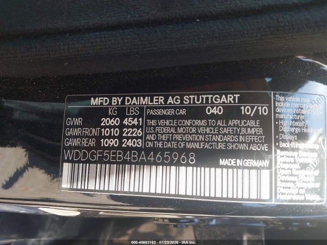 Aukcja sprzedaży 2011 Mercedes-benz C 300 Sport, vin: WDDGF5EB4BA465968, numer aukcji: 45683153