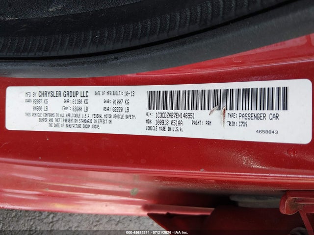 Продаж на аукціоні авто 2014 Dodge Avenger Se, vin: 1C3CDZAB7EN146951, номер лоту: 45683211