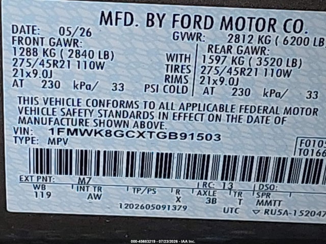 Ford Explorer St 2026 1FMWK8GCXTGB91503 Image 9