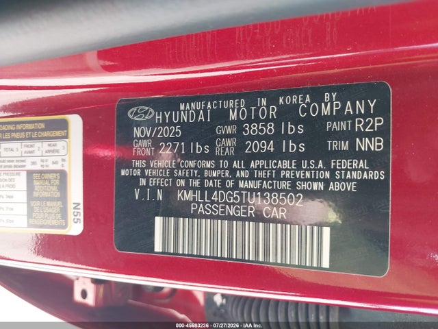 2026 Hyundai Elantra Se მანქანა იყიდება აუქციონზე, vin: KMHLL4DG5TU138502, აუქციონის ნომერი: 45683236