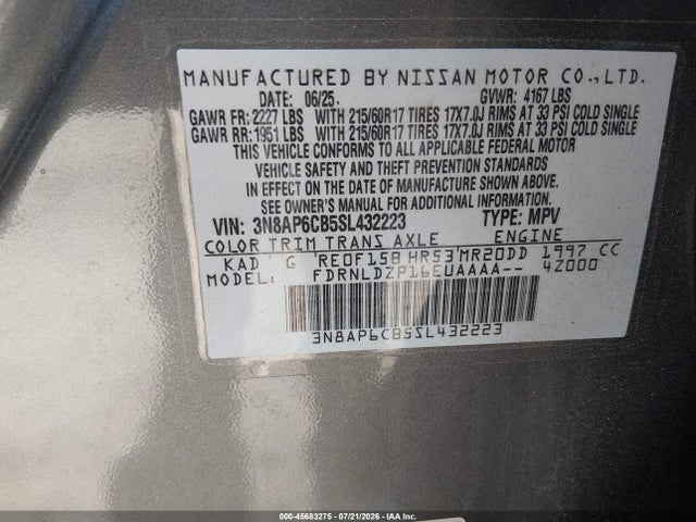 3N8AP6CB5SL432223 Nissan Kicks Sv Intelligent Awd