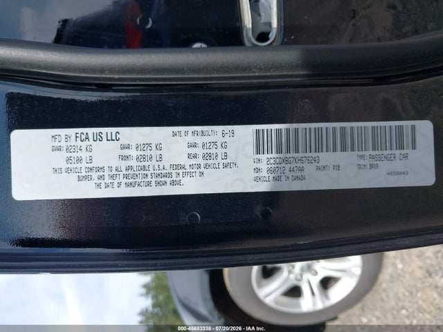 Продажа на аукционе авто 2019 Dodge Charger Sxt Rwd, vin: 2C3CDXBG7KH676243, номер лота: 45683338