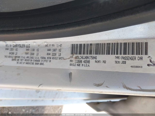 Продаж на аукціоні авто 2008 Chrysler Sebring Lx, vin: 1C3LC46JX8N175046, номер лоту: 45683358
