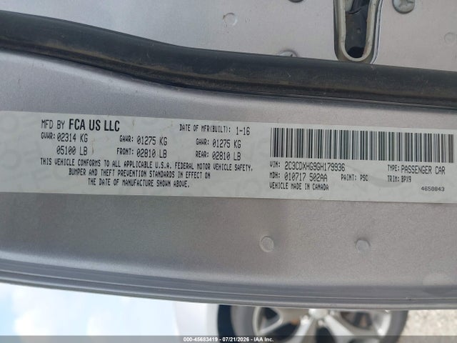 Продаж на аукціоні авто 2016 Dodge Charger Sxt, vin: 2C3CDXHG9GH179936, номер лоту: 45683419