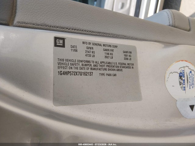 Продажа на аукционе авто 2007 Buick Lucerne Cx, vin: 1G4HP572X7U162137, номер лота: 45683443