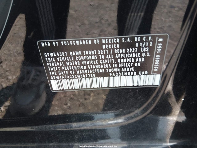 45683488 :رقم المزاد ، 3VW4A7AJ2CM367785 vin ، 2012 Volkswagen Jetta Gli مزاد بيع