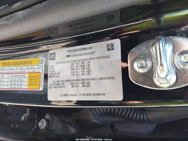 2025 Chevrolet Tahoe 4wd High Country მანქანა იყიდება აუქციონზე, vin: 1GNS6TRL5SR415357, აუქციონის ნომერი: 45683520