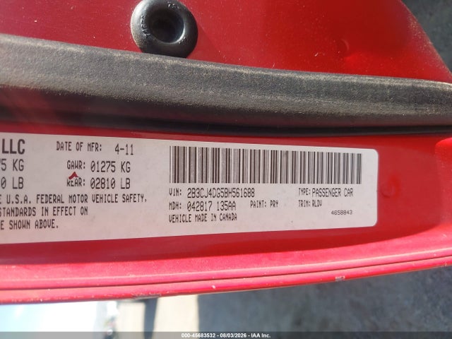 45683532 :رقم المزاد ، 2B3CJ4DG5BH561688 vin ، 2011 Dodge Challenger مزاد بيع