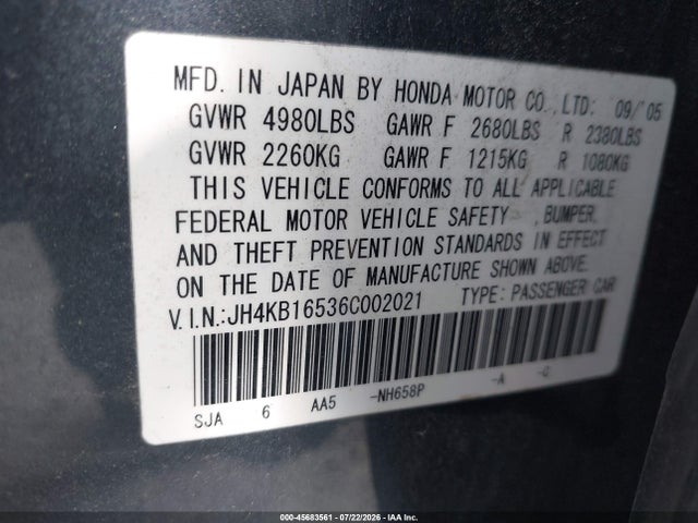 Продаж на аукціоні авто 2006 Acura Rl 3.5, vin: JH4KB16536C002021, номер лоту: 45683561