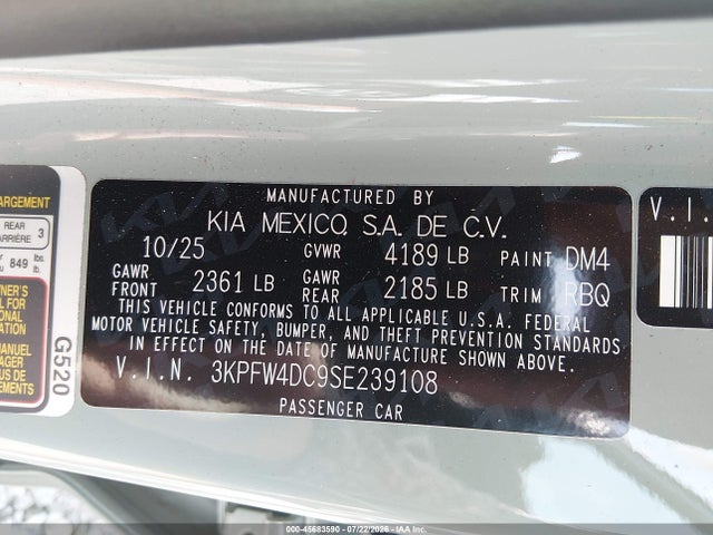KIA K4 Gt-line Turbo 2025 3KPFW4DC9SE239108 Image 9