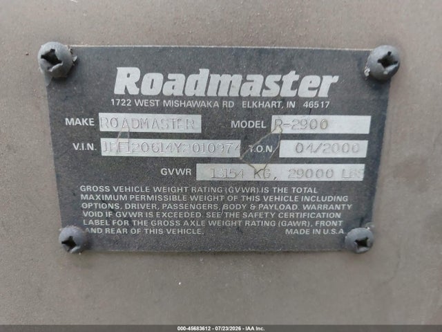 Aukcja sprzedaży 2000 Roadmaster Rail Dyanaster, vin: 1RF120614Y2010974, numer aukcji: 45683612