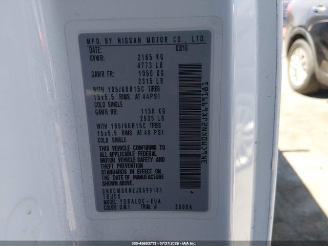 Aukcja sprzedaży 2018 Nissan Nv200 S, vin: 3N6CM0KN2JK699181, numer aukcji: 45683713