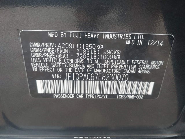 Subaru Impreza 2.0i Premium 2015 JF1GPAC67F8230070 Image 9