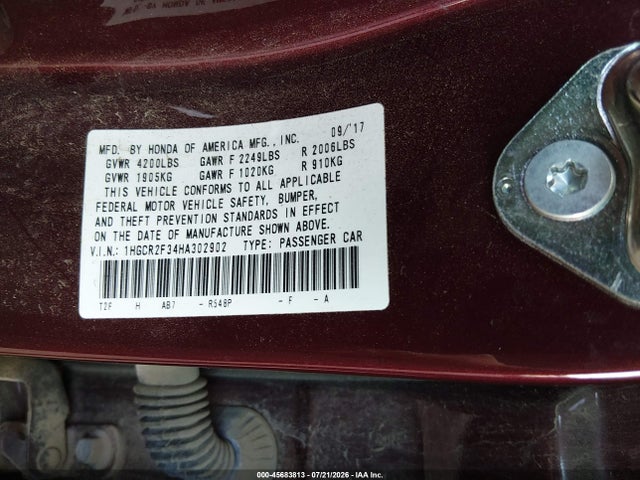 1HGCR2F34HA302902 Honda ACCORD LX