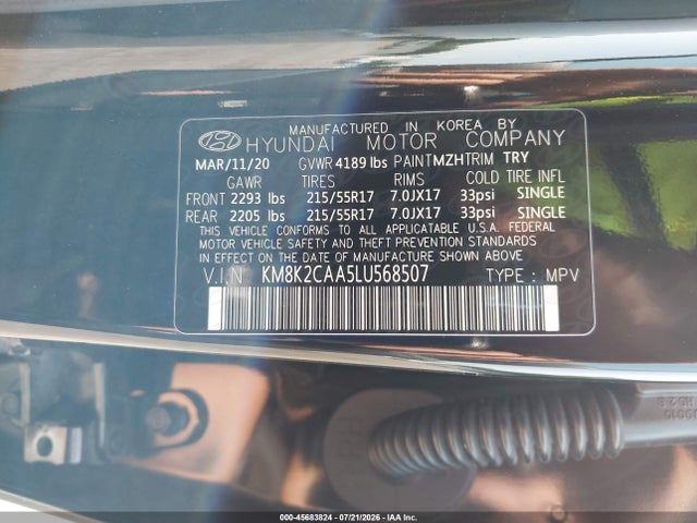 Hyundai Kona Sel 2020 KM8K2CAA5LU568507 Image 9