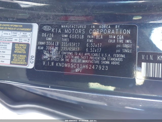 Продаж на аукціоні авто 2017 Kia Sedona Lx, vin: KNDMB5C11H6247923, номер лоту: 45683832