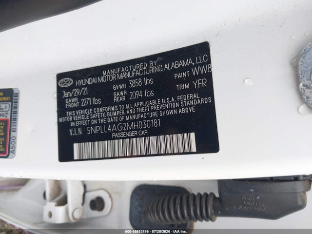 2021 Hyundai Elantra Se მანქანა იყიდება აუქციონზე, vin: 5NPLL4AG2MH030181, აუქციონის ნომერი: 45683896