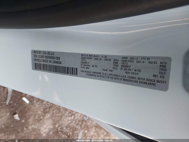 Aukcja sprzedaży 2025 Chrysler Pacifica Select, vin: 2C4RC1BGXSR561328, numer aukcji: 45683905